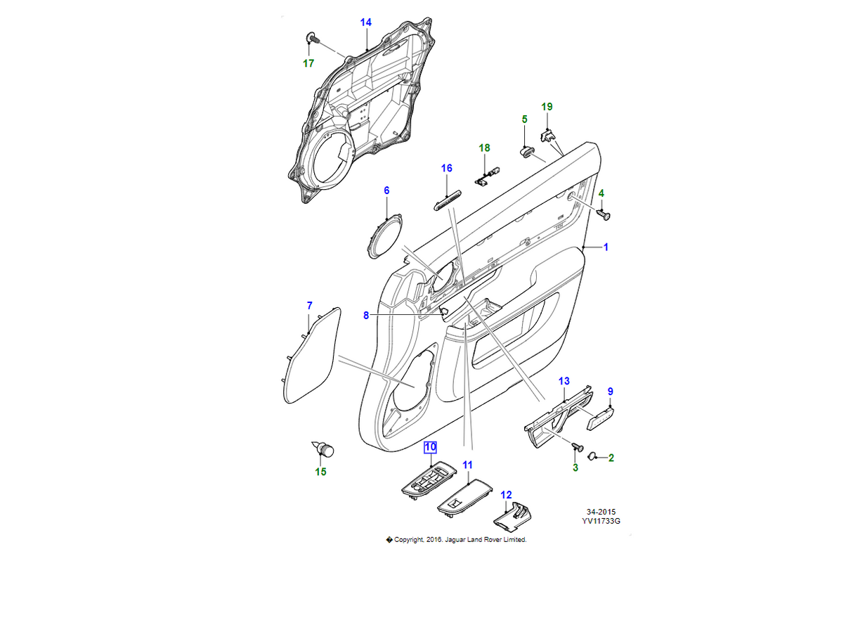 Jaguar Maschera interruttore alzafinestre C2D3431PMB