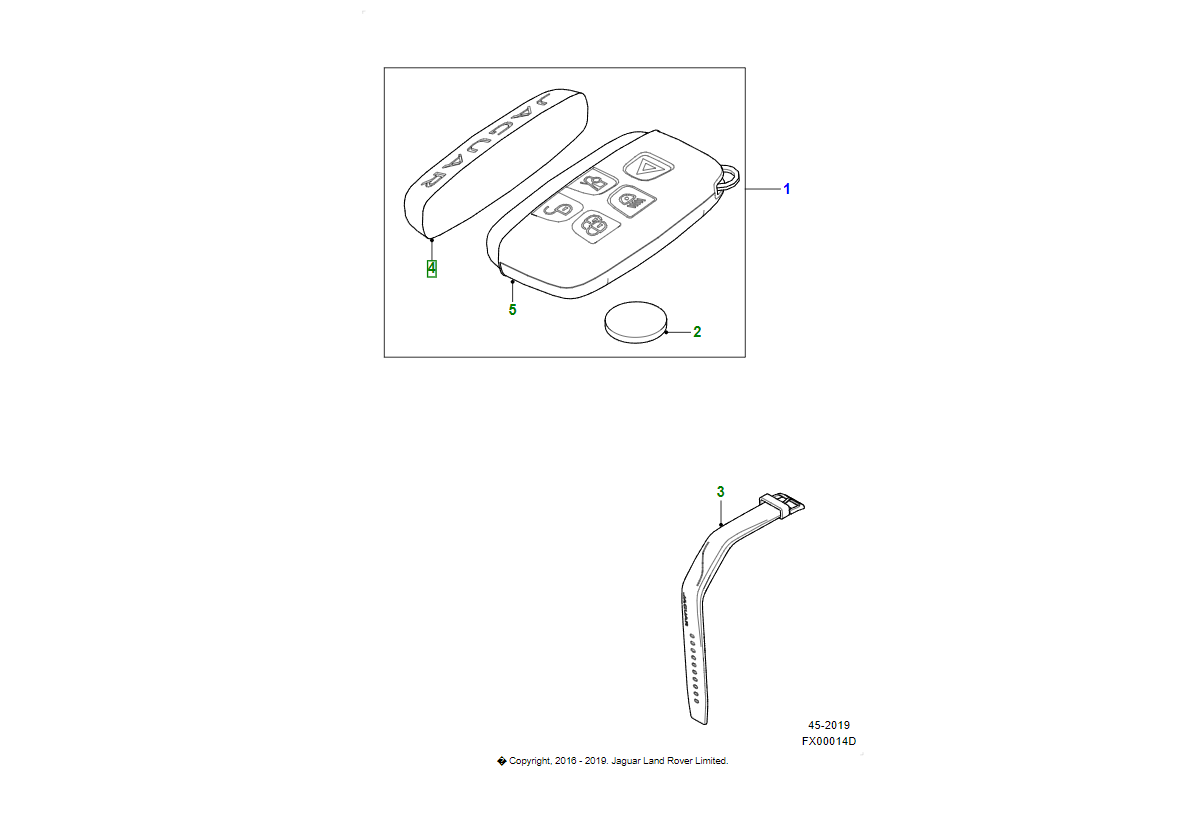 Jaguar Coperchio Coperchio Telecomando Chiave C2D33135